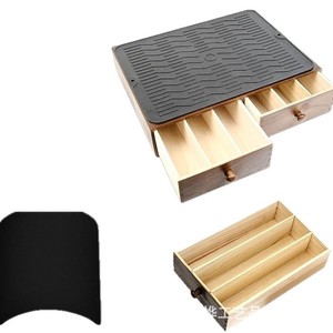 Boîte de rangement de bureau en bois avec tiroir, organiseur de capsules de café, porte-sachets de thé compartimenté, grande capacité, rangement pour dosettes de café - Product Image 2