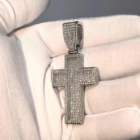 Pendentif Croix Moissanite Pavé Complet en Argent Sterling 925, Style Hip Hop, pour Chaînes Cubaines de 14 mm, Passe le Testeur de Diamant, Qualité Usine