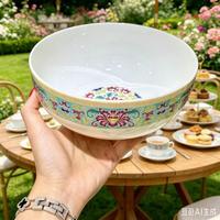 Service de table en porcelaine fine à motifs floraux style émail, vaisselle de luxe colorée en céramique pour mariage et maison