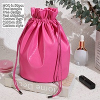 Pochette en cuir PU rose personnalisée avec logo imprimé, étanche, pour rangement de cheveux, voyage, mariage, cadeau, emballage