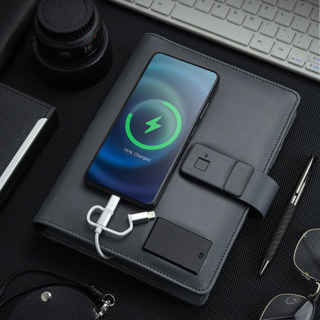 2026 2025 New Design Gift Set Wireless Charger Power Bank Journal Notebook Diary Fingerprint Lock A5 Individual Privacy
