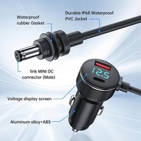 Untuk Starlink Mini 2in1 Kabel Daya DC Adaptor Pemantik Rokok Tampilan Digital Kabel Pengisi Daya Mobil dengan Port USB Tipe-C