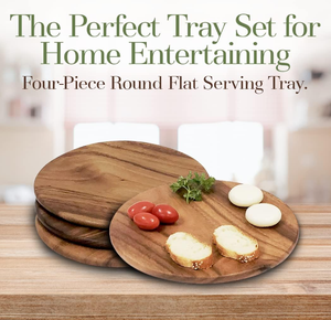 Meilleures ventes Ensemble économique de <span class=keywords><strong>4</strong></span> assiettes rondes en bois <span class=keywords><strong>d</strong></span>'acacia pour servir des charcuteries, des sushis, des desserts, du pain - Product Image 3