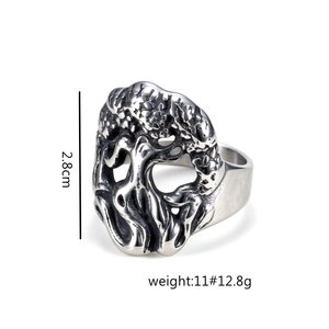 Bague pour homme en acier inoxydable, arbre de vie, creuse, style punk, bijoux hip hop - Product Image 5
