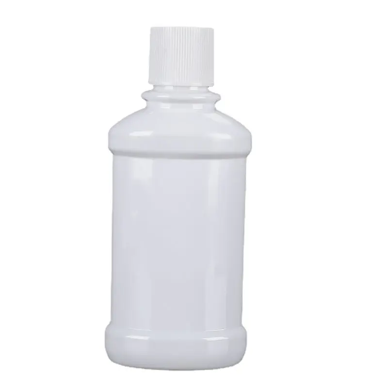 Пустая белая ПЭТ пластиковая бутылка для полоскания рта с длинной шеей, 250 мл, упаковка для полоскания рта с крышкой
