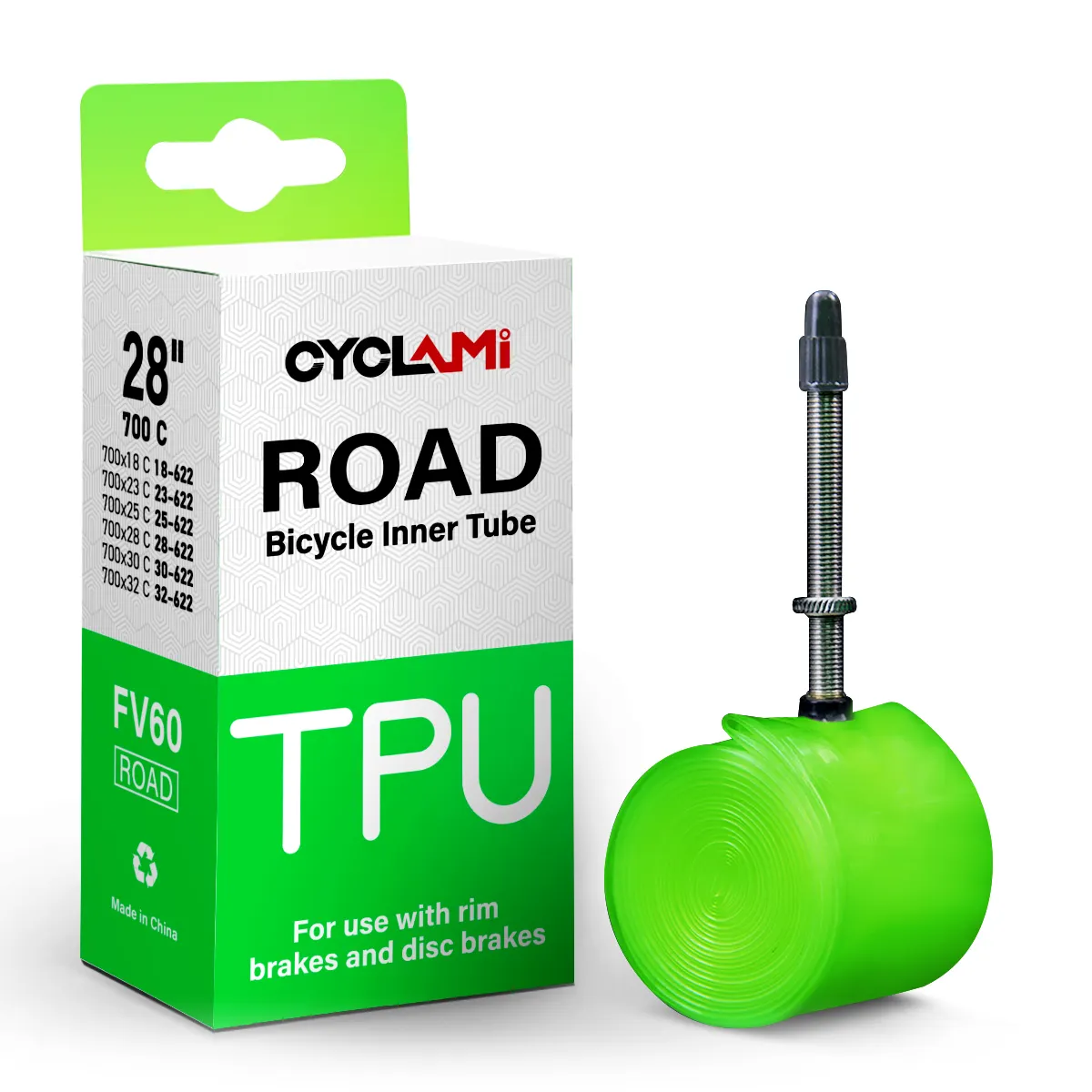 CYCLAMI Super Light Road Bike Inner Tube TPU Material 60mm Length Valve French 700C 18 23 25 28 30 32 Bicycle Tubes