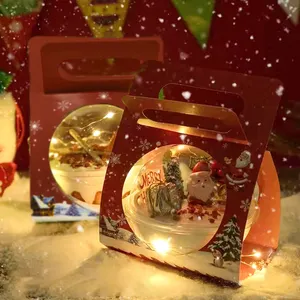 คริสต์มาสสไตล์พลาสติกใสรอบมูสเค้กภาชนะและกระดาษเดียวมินิเค้กของขวัญกล่องบรรจุภัณฑ์