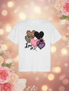 T-shirt da donna per San Valentino, girocollo, manica corta, taglie forti, con stampa a cuore, casual, primavera estate, in cotone jersey - Product Image 2