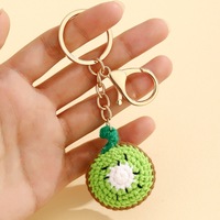 Llavero de frutas tejido a mano - Colgante de pompón de hilo, bonito adorno de ganchillo para bolso