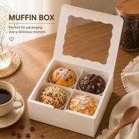Boîtes d'emballage pour muffins en carton blanc transparent à 4 compartiments personnalisées pour la présentation en boulangerie et la vente à emporter