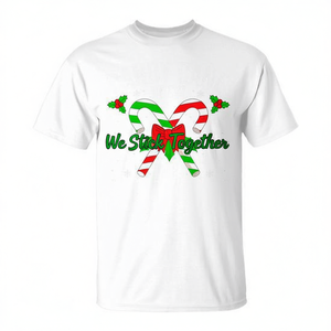 Candy Cane Crew We Stick Together T-shirt de Noël assorti pour couples en tissu mélangé - Product Image 2