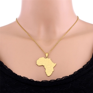 Collares de Joyería de Moda con <span class=keywords><strong>Mapa</strong></span> Nacional del <span class=keywords><strong>Continente</strong></span> Africano y Banderas, de Acero Inoxidable Impermeable, Venta al por Mayor para Mujeres y Hombres - Product Image 6