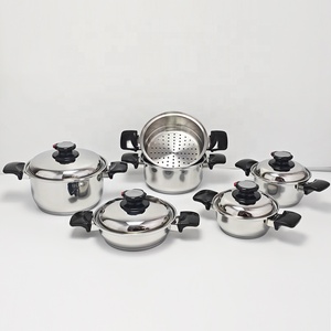 Juego de 10 Uds. De utensilios de cocina de <span class=keywords><strong>acero</strong></span> <span class=keywords><strong>inoxidable</strong></span> 304, utensilios de cocina sin grasa sin agua, olla y sartén de inducción de borde laminado ancho - Product Image 2