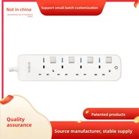 Stop Kontak Ekstensi Inggris Seri 163 4 Lubang 13A 250V 3250W Kabel 3m Konduktor Tembaga Penuh Saklar Kontrol Individual