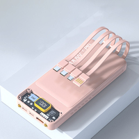 Power Bank 20000mAh Pengisian Cepat, Hadiah Promosi, Baterai Luar Ruangan OEM untuk Ponsel Dilengkapi Kabel
