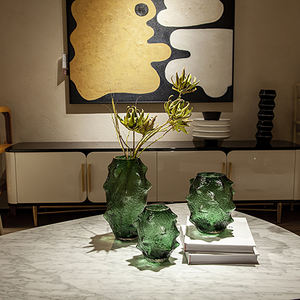 Fleur artificielle en cristal vert émeraude, avec vase, pour la décoration de la maison - Product Image 4