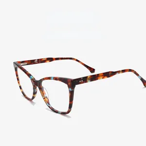 Vendita calda gafas de sol Designer occhiali da vista oversize di lusso fatti a mano in acetato occhi di gatto montature per occhiali