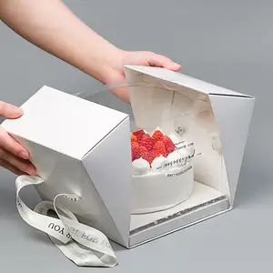 カスタムクリスマスウエディングケーキポップボックスバルク卸売用ケーキボックス窓付き透明クリアカップケーキボックス