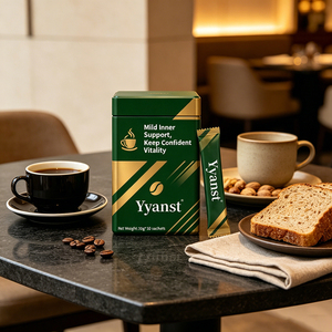 Café Instantáneo con Extracto de Plantas Naturales, 10g*10 Sobres, Caja Dorada Verde Oscuro, Bebida de Materia Prima Botánica Pura - Product Image 4