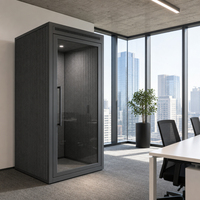 Cabine de bureau insonorisée mobile en alliage d'aluminium avec verre trempé pour espace de travail commercial, système d'isolation acoustique
