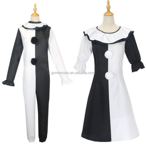 Costume Cosplay da Clown Terrifier Tuta Intera per Donna e Uomo Set di Abiti da Clown Spaventoso del Film TV Horror di <span class=keywords><strong>Halloween</strong></span> Body Bianco e Nero - Product Image 2