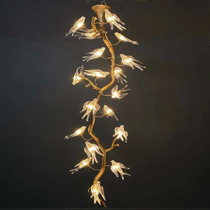 Lampadario a Rami in Rame, Lampada a Sospensione di Lusso in Stile Nordico, Luci Decorative a Forma di <span class=keywords><strong>Rondine</strong></span> e Uccellini - Product Image 3