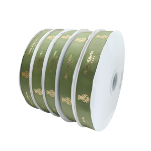 Harga Pabrik Gulungan Pita Grosgrain Kustom dengan Logo Merek Foil Emas Emboss 3D Mewah - Product Image 6