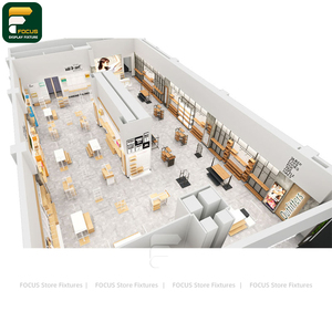 Étagère murale de présentation pour vêtements de boutique de mode sur mesure, comptoir de caisse, éclairage et miroir - Product Image 5