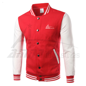Chaqueta universitaria de poliéster para hombre, chaqueta en color rojo y negro - Product Image 4