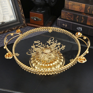 Plateau à fruits en verre de luxe américain, nouveau style chinois, plateau de rangement pour fruits secs pour salon - Product Image 3