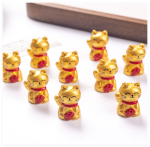 Adornos <span class=keywords><strong>de</strong></span> Escritorio, Animales en Miniatura, Muñecas Chinas, <span class=keywords><strong>Gato</strong></span> <span class=keywords><strong>de</strong></span> <span class=keywords><strong>la</strong></span> <span class=keywords><strong>Suerte</strong></span> <span class=keywords><strong>de</strong></span> Resina, Hada Dorada Pintada a Mano, Mini Jardín Feng Shui, Pequeño 3D - Product Image 1