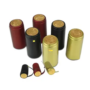 Capsules de vin rouge thermorétractable, en plastique, design imprimé personnalisé, couleur noir, pièces