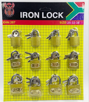 20-25-32 d'or et en laiton couleur fer 12 pcs carte stock cadenas