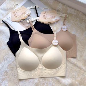 Women's Seamless Knitted Everyday One-Piece Bra <b>Light</b> Comfortable Wire Free Full Cup Thin Shoulder Strap Breathable Push-<b>Up</b> - Product Image 1