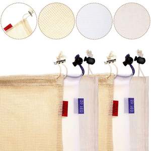 Bolsas de malla reutilizables, bolsas de algodón orgánico con cordón, bolsas de frutas y verduras lavables - Product Image 4