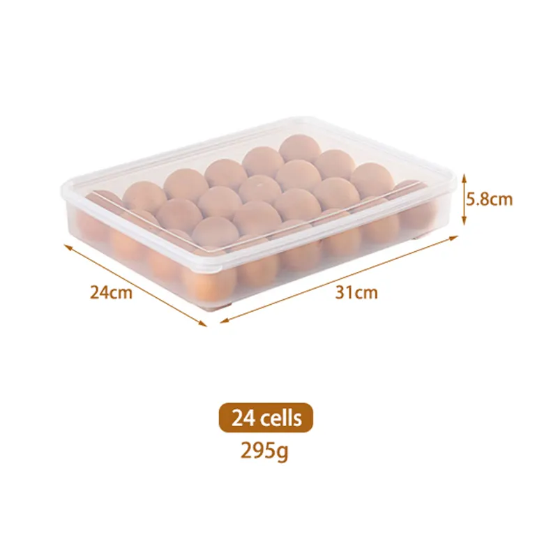 Recipiente de plástico transparente multifuncional, recipiente de camada única para ovos de 24 grades, bandejas de caixa