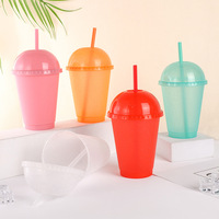 Nouveauté Crème glacée sans BPA personnalisée 16oz tasse d'eau froide en plastique coloré avec couvercle et paille
