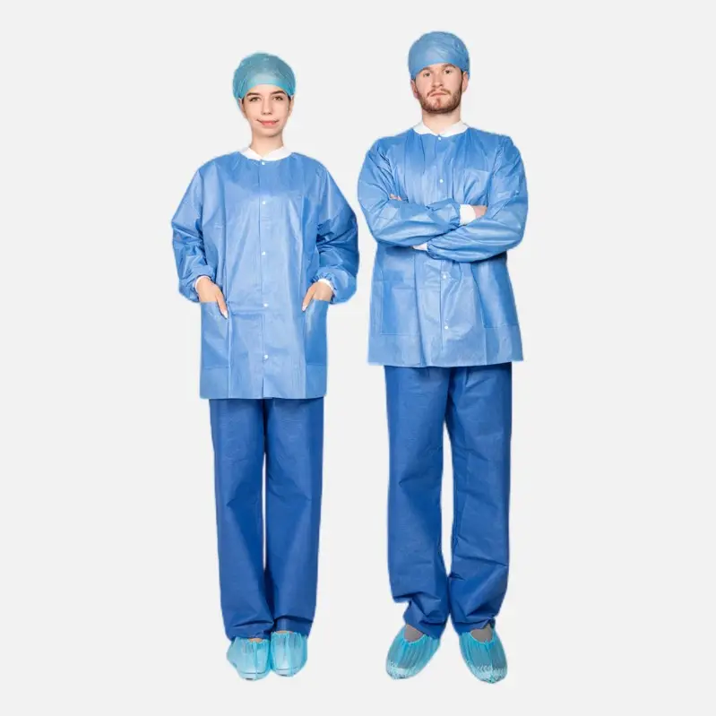 Customized Disposable Lab Coat Medical Non Woven PP SMS Microporous Lab Gown With ISO13485