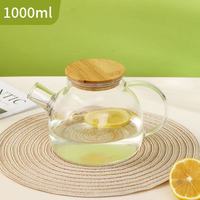 Théière à thé au citron de grande capacité M Offre Spéciale bouilloire à boire en verre à haute teneur en borosilicate avec couvercle en bambou
