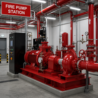 Ensemble de pompes à incendie verticales multi-étages conformes à la norme NFPA20, pompe centrifuge à double alimentation rouge pour l'approvisionnement en eau industriel