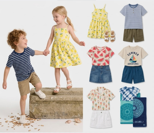 Ensembles de vêtements d'été simples pour enfants coréens, tenues quotidiennes 2 pièces pour garçons et filles, styles variés, expédition complète de la commande - Product Image 1