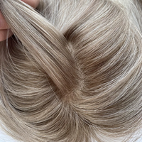 Topper de cheveux humains blonds lisses de qualité supérieure, 4 clips sécurisés, postiche à effet cuir chevelu naturel, cheveux humains véritables pour femmes souffrant de perte de cheveux, vente en gros