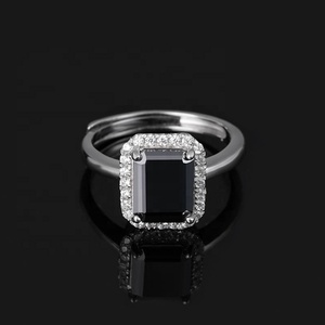YSYH 925 <strong>Silver</strong> Rhodium Plated Square Cut Moissanite <strong>Ring</strong> 3ct <strong>Big</strong> Size Black Moissanite <strong>Ring</strong> for Women - Product Image 2