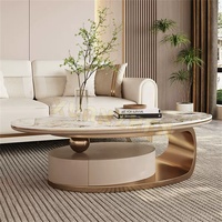 Meubles de salon, nouvelle table basse ovale de luxe, table basse moderne intelligente, ensemble de tables basses multifonctions en marbre à vendre
