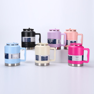 2025 <span class=keywords><strong>Emerit</strong></span> vente en gros personnalisé 1.5L 2L grande capacité Double paroi en acier inoxydable isolé sous vide large bouche poignée de paille gobelets - Product Image 2