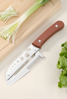 Syh2068 7 1 Roestvrijstalen groenteschiller, julienne-snijder, luchtersnijder, multifunctioneel vintage keukenhulpstuk met houten handvat