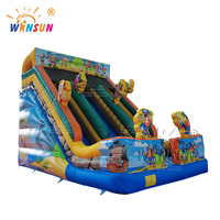 WINSUN Toboggan gonflable sec personnalisé, thème bateau pirate jungle, pour usage aquatique, 18 pieds 20 pieds, toboggan aquatique, château gonflable, toboggan de saut