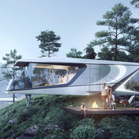 Maison de camping moderne de luxe amovible, maison préfabriquée mobile en forme de capsule spatiale pour hôtel, complexe hôtelier