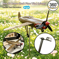 Sculpture rotative à 360° en fer forgé, motif avion de chasse vintage à bec de requin, carillon éolien, style Art Déco, pour décoration extérieure de jardin et de cour