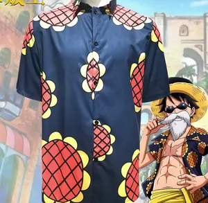 Großhandel günstig heißes Anime-Cosplay Kostüm Anime ONE PIECE Monkey D Luffy Cosplay Kostüme Sonnenblumenhemd Oberteil Halloween-Bekleidung